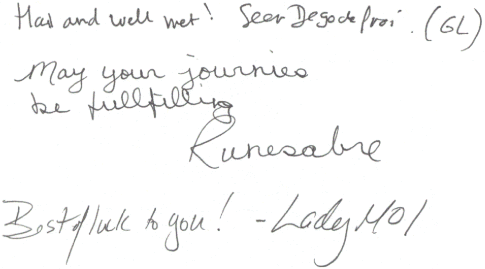 Seer Degodefroi, Runesabre and LadyMOI's signatures